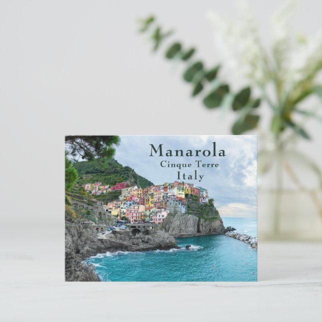 Sea Coast Cinque Terre Manarola Riomaggiore Italy  Postcard (Standing Front)