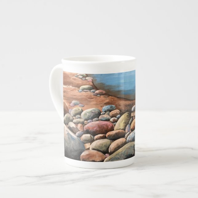 Sea Coast Original Hand Painted Art Bone China Mug (Front Left)
