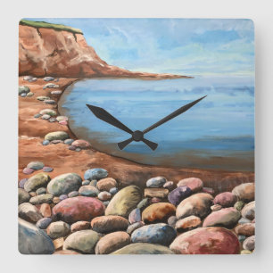 Sea Coast Rocky CLIFFS SEASHORE Relaxing Bright Square Wall Clock