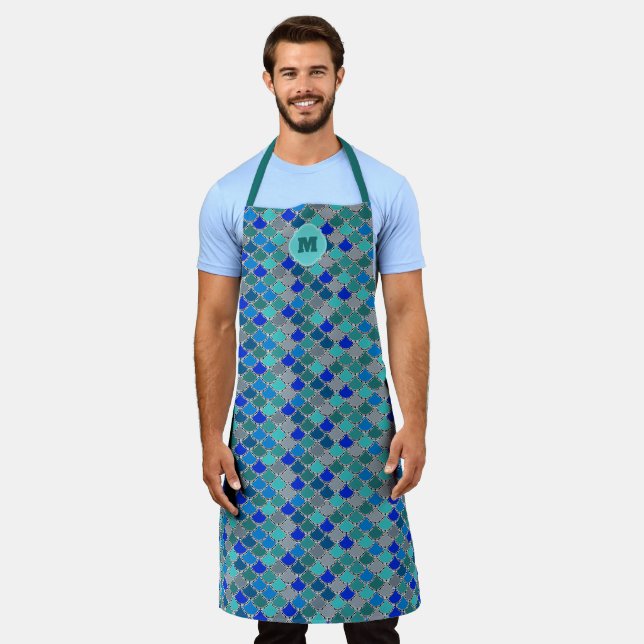 Sea-Colored Scales Ocean Inspired Apron (Worn)