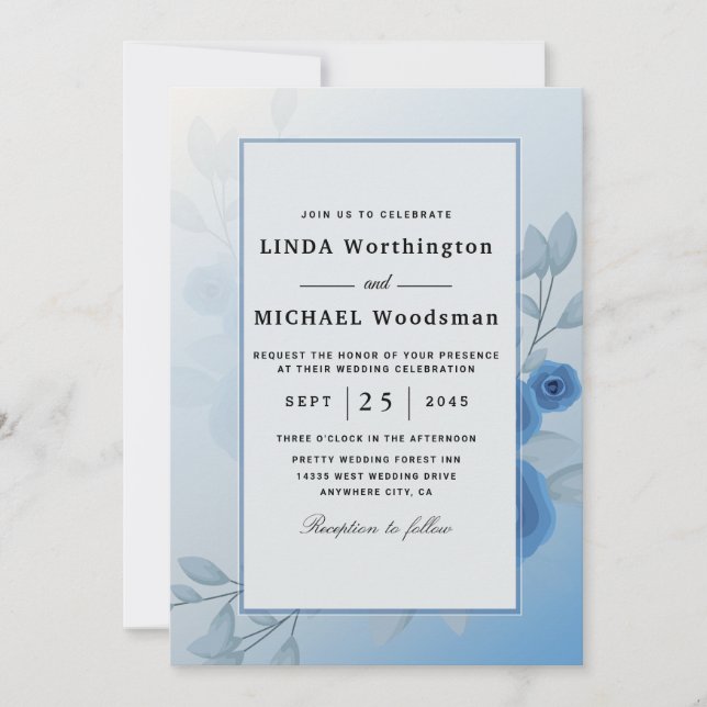 Sea colour wedding invitations (Front)