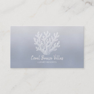 Sea Coral Silhouette | Blue Pearl  Business Card
