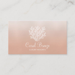 Sea Coral Silhouette Lt Coral Business Card
