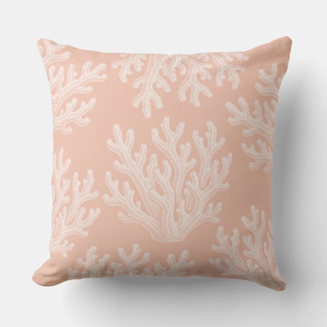 Sea Coral Silhouette | Salmon Coral Cushion (Front)
