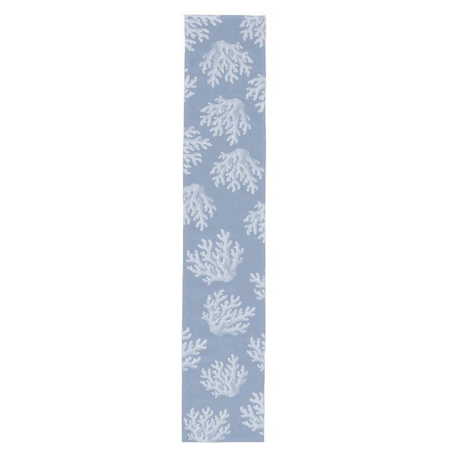 Sea Coral Silhouette | Silver Blue Medium Table Runner (Front)