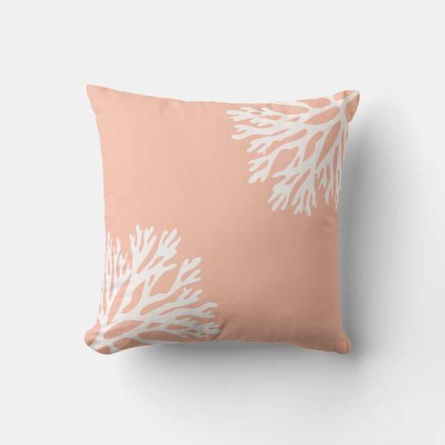 Sea Coral Silhouettes (Light Coral) Cushion (Front)