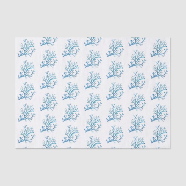Sea Coral Watercolor Pattern Beach Tissue Paper (Front)
