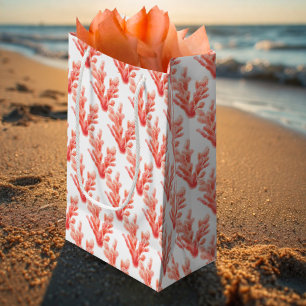 Sea coral watercolor repeat patterned small gift bag