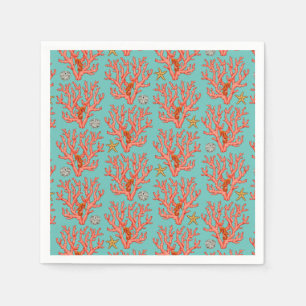 Sea coral with sea creatures napkin
