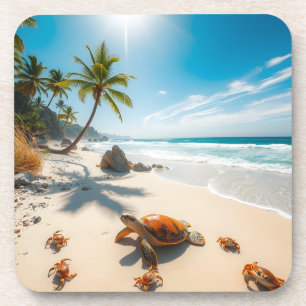 Sea Crabs on Tropical Beach – Serene Ocea Coaster
