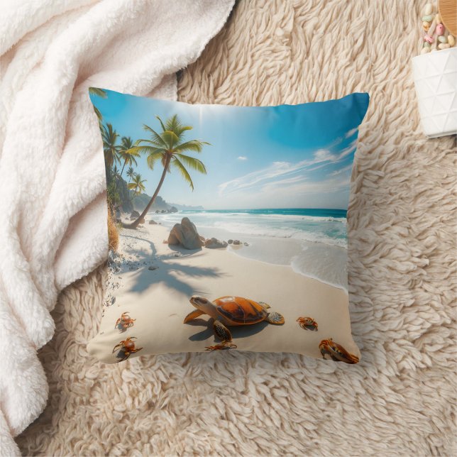 Sea  Crabs on Tropical Beach – Serene Ocea Cushion (Blanket)