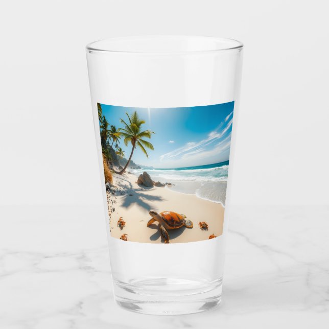 Sea  Crabs on Tropical Beach – Serene Ocea Glass (Front)