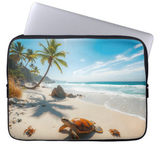 Sea  Crabs on Tropical Beach – Serene Ocea Laptop Sleeve