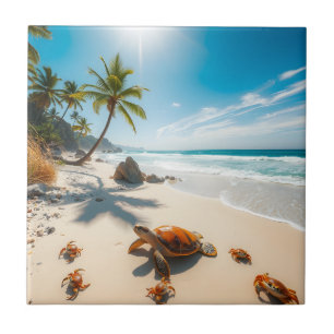 Sea  Crabs on Tropical Beach – Serene Ocea Tile