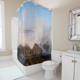 Sea Crashing Over Rocks Shower Curtain