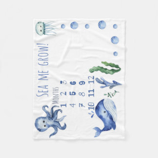 Sea creature baby month blanket