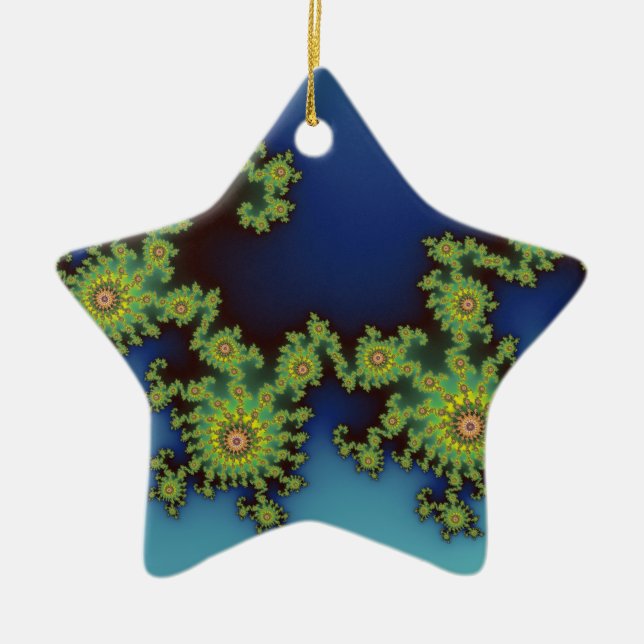 Sea Creature Christmas fractal Ceramic Tree Decoration (Front)