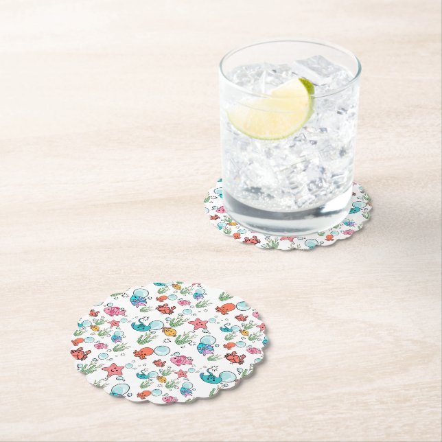 Sea creature coasters, sea creature table ware paper coaster (Insitu)