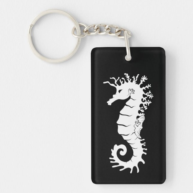 Sea Creature Silhouette - Seahorses Key Ring (Front)