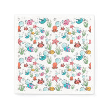 Sea creature themed napkins, under water themed