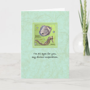 Sea Creatures Butterfly Fish & Seahorse Greeting Note Card