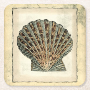 Sea Creatures by the Shore Square Paper Coaster