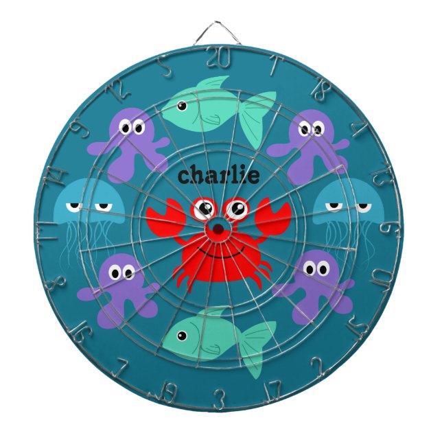 Sea Creatures custom name dart board (Front)