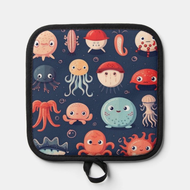 Sea creatures, fish, kitchen acessory, cute  pot holder (Front)