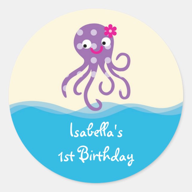Sea Creatures Girl Favour Sticker (Front)