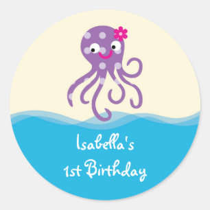 Sea Creatures Girl Favour Sticker