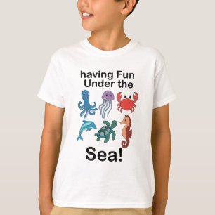 Sea Creatures Having Fun Under The Sea Birthday  T-Shirt