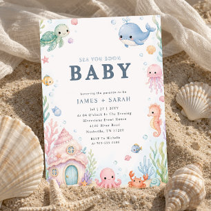 Sea Creatures Ocean Animals Sea Baby Shower Invitation