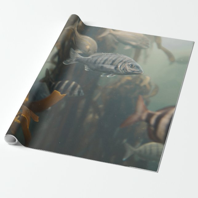 Sea Creatures Wrapping Paper (Unrolled)