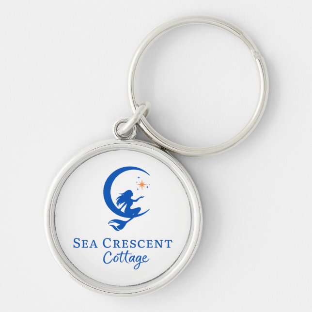 Sea Crescent cottage keychain, bag charm Key Ring (Front)