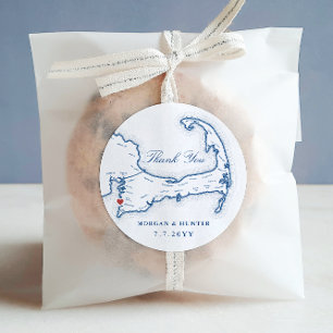 Sea Crest  Cape Cod Thank You Wedding Favour Classic Round Sticker