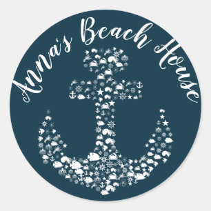 Sea Critters Anchor Nautical / Coastal Classic Round Sticker