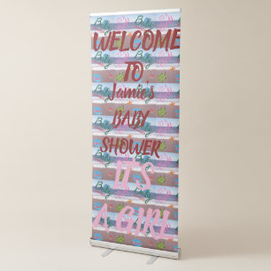 Sea Critters Baby Shower It's A Girl Retractable Banner