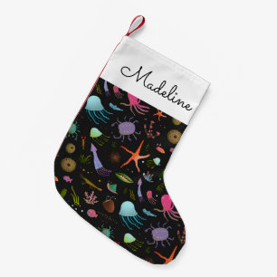 Sea Critters Pattern Add Your Name Small Christmas Stocking