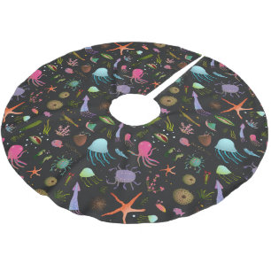 Sea Critters Pattern Brushed Polyester Tree Skirt