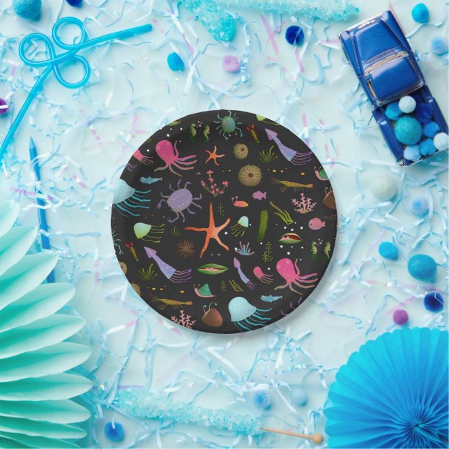 Sea Critters Pattern Paper Plate (Party)