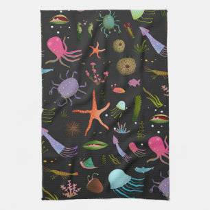 Sea Critters Pattern Tea Towel