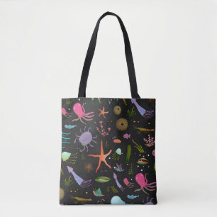 Sea Critters Pattern Tote Bag