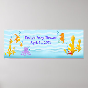 Sea Critters Sealife Customisable Birthday Banner Poster