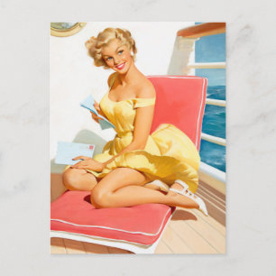 Sea cruise pin up postcard