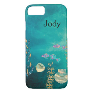 Sea Design iPhone Case with Shells & Fish
