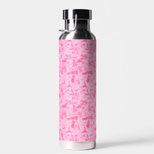 Sea Dog Toile Pink Water Bottle