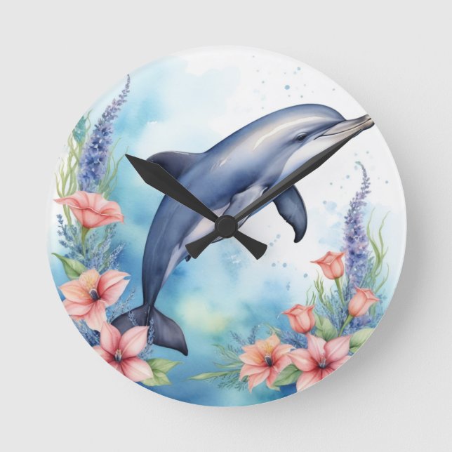Sea Dolphin Round Clock (Front)