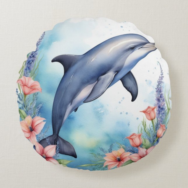 Sea Dolphin Round Cushion (Front)