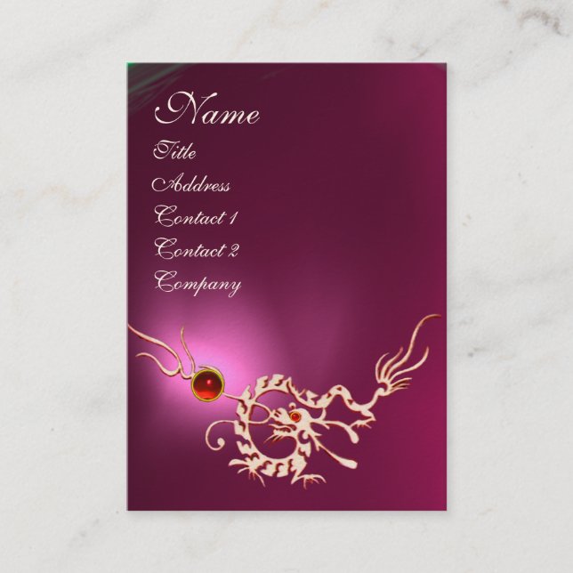 SEA DRAGON 2 AMETHYST MONOGRAM purple white pink Business Card (Front)