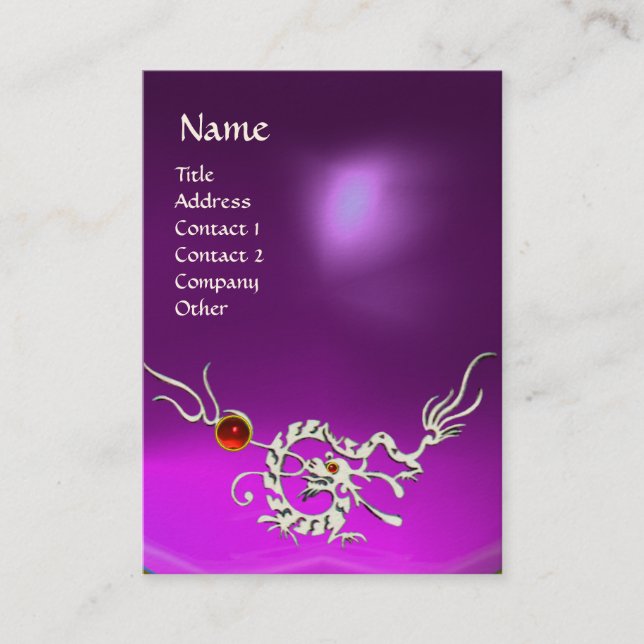 SEA DRAGON 2 AMETHYST MONOGRAM purple white violet Business Card (Front)
